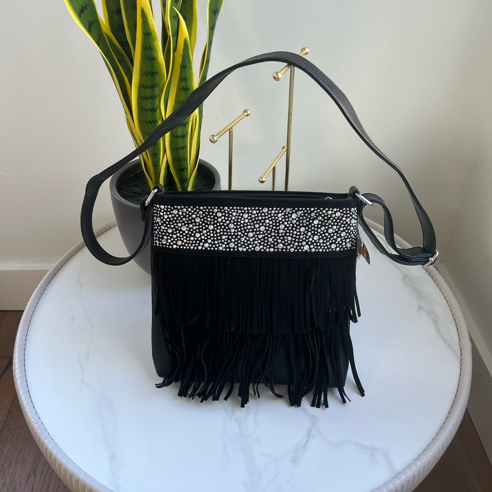 Black Fringe Shoulder Bag